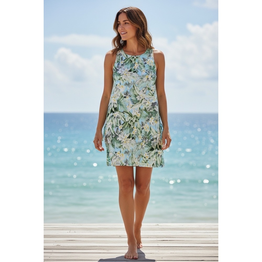 Tommy Bahama Womens XL Paradise Fronds Hi Neck Romper Cover Up Dress NWT